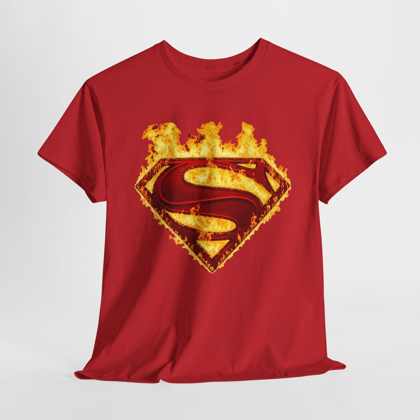Superman Symbol LOGO On Fire T Shirt, Man of Steel Tee DC Superhero Movie Shirt