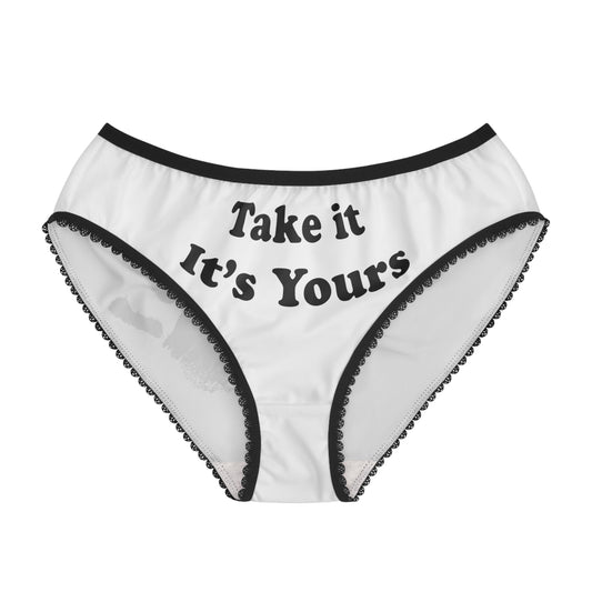 Take It Its Yours Panties, Hand print Panties Underwear, Submissive Panties, Women's Briefs