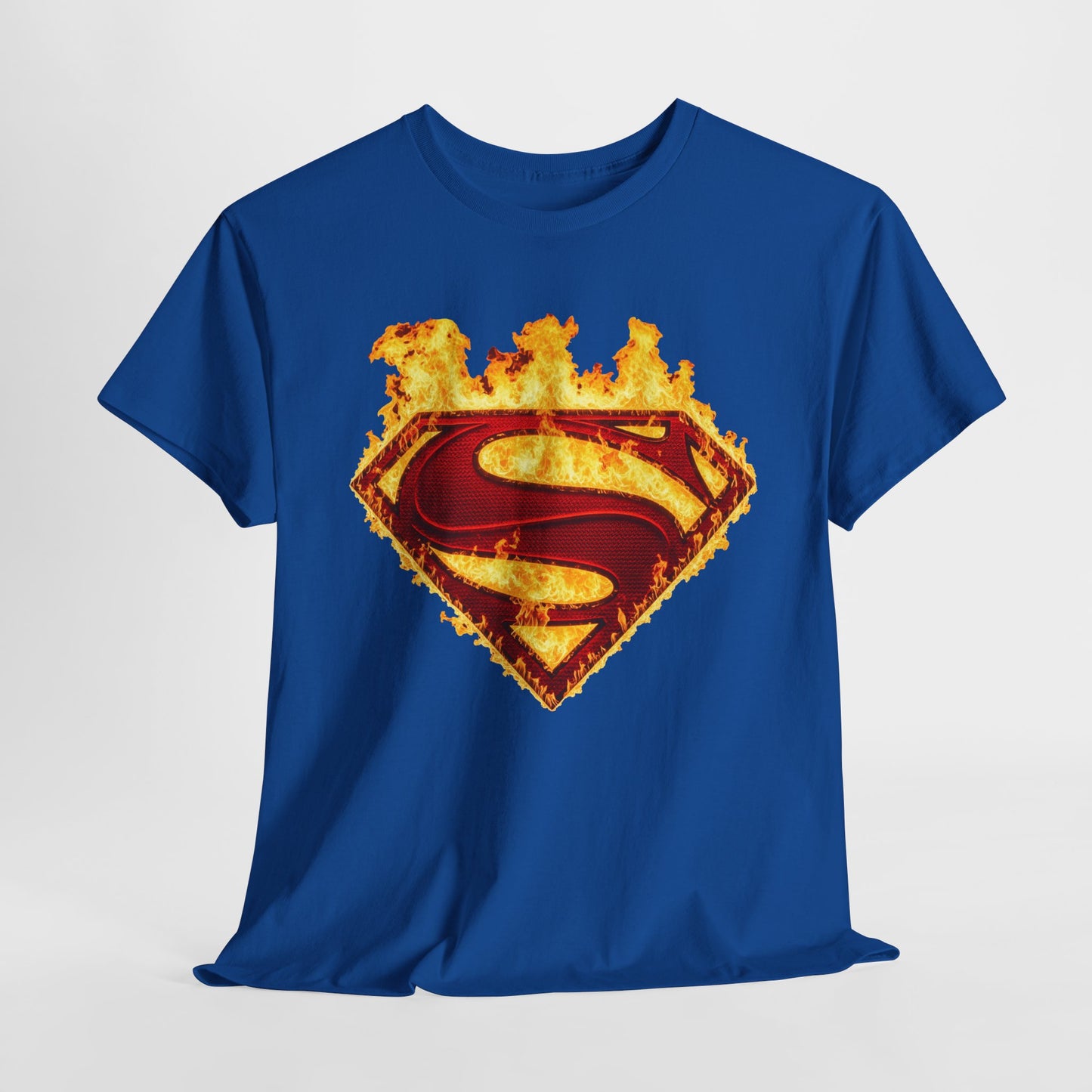 Superman Symbol LOGO On Fire T Shirt, Man of Steel Tee DC Superhero Movie Shirt