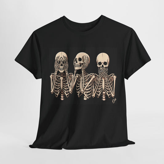 Halloween Skeletons Tshirt See Hear Speak No Evil Unisex Skull Shirt Back to School