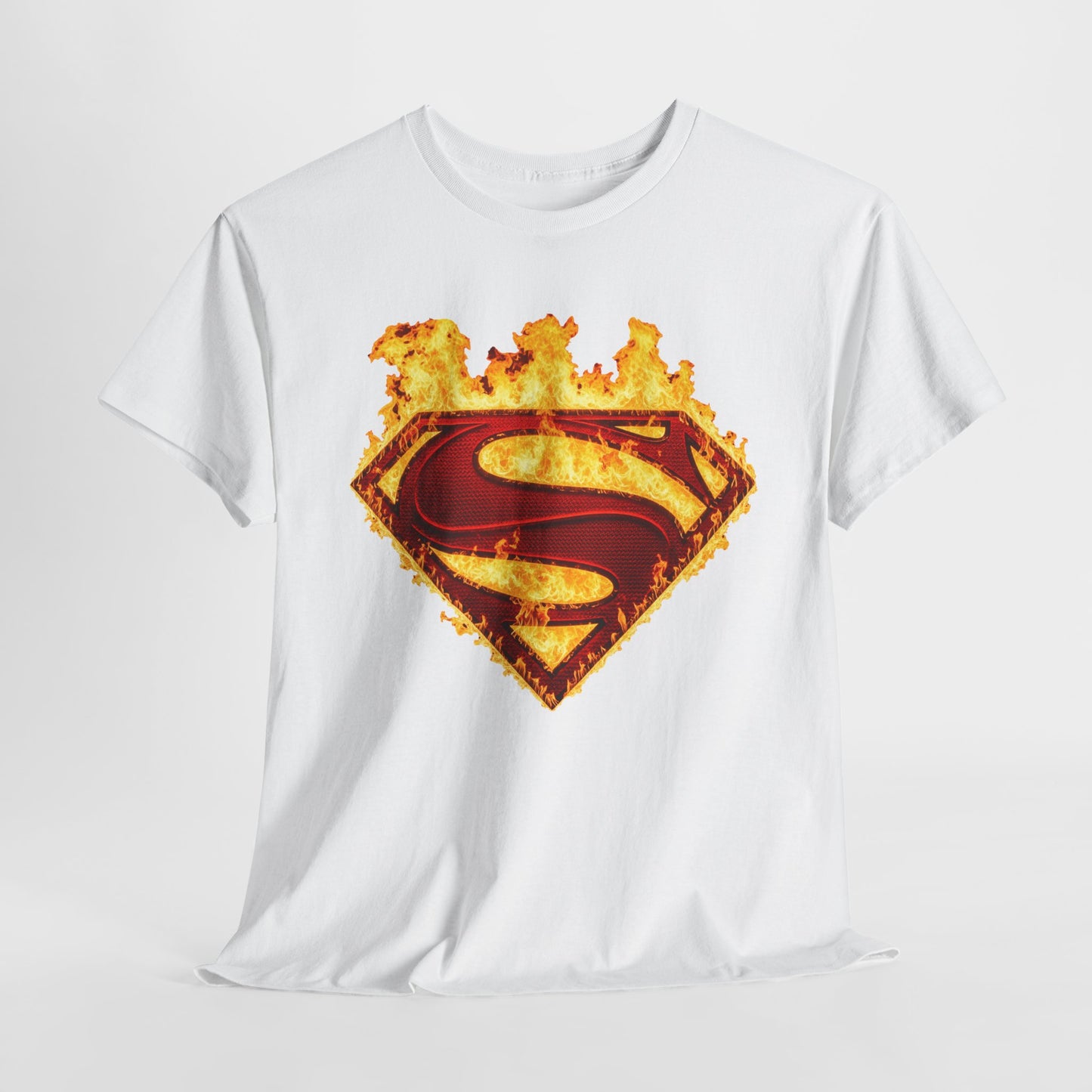 Superman Symbol LOGO On Fire T Shirt, Man of Steel Tee DC Superhero Movie Shirt