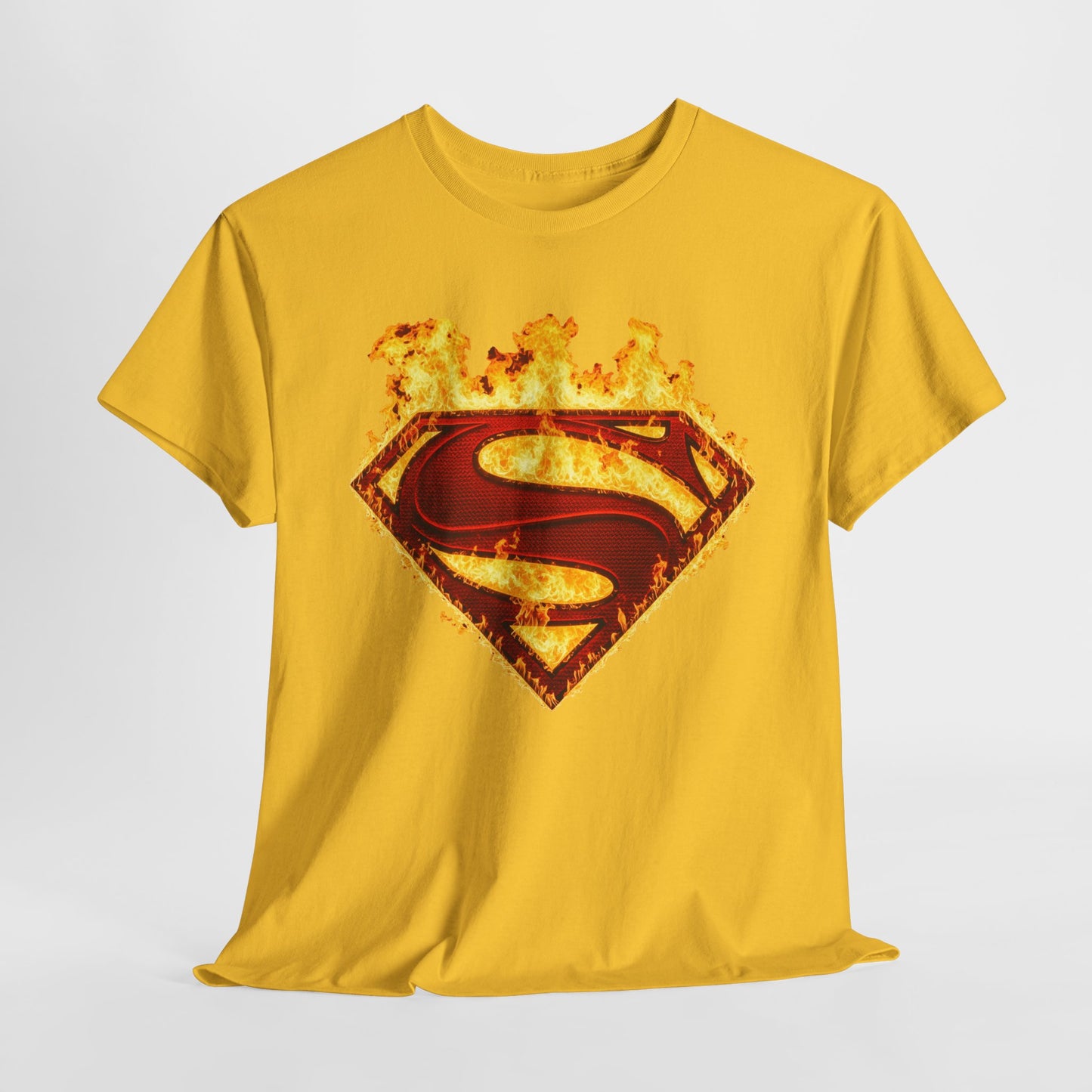 Superman Symbol LOGO On Fire T Shirt, Man of Steel Tee DC Superhero Movie Shirt