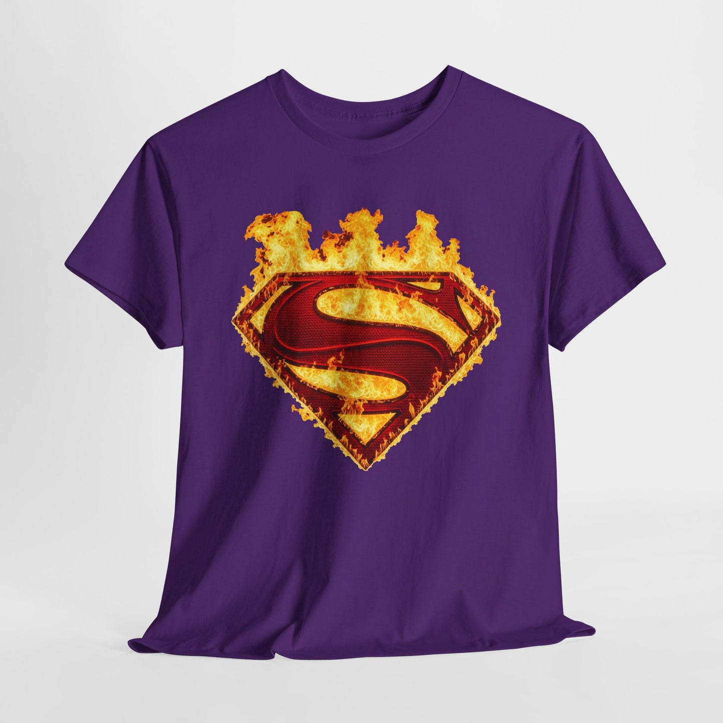 Superman Symbol LOGO On Fire T Shirt, Man of Steel Tee DC Superhero Movie Shirt