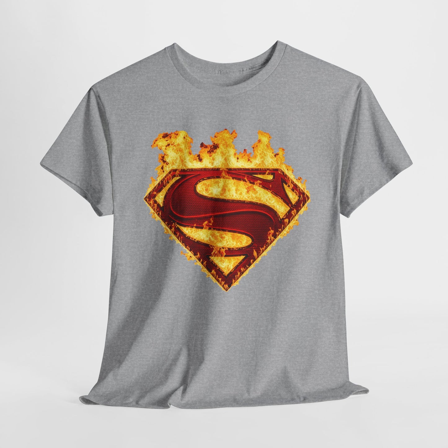 Superman Symbol LOGO On Fire T Shirt, Man of Steel Tee DC Superhero Movie Shirt