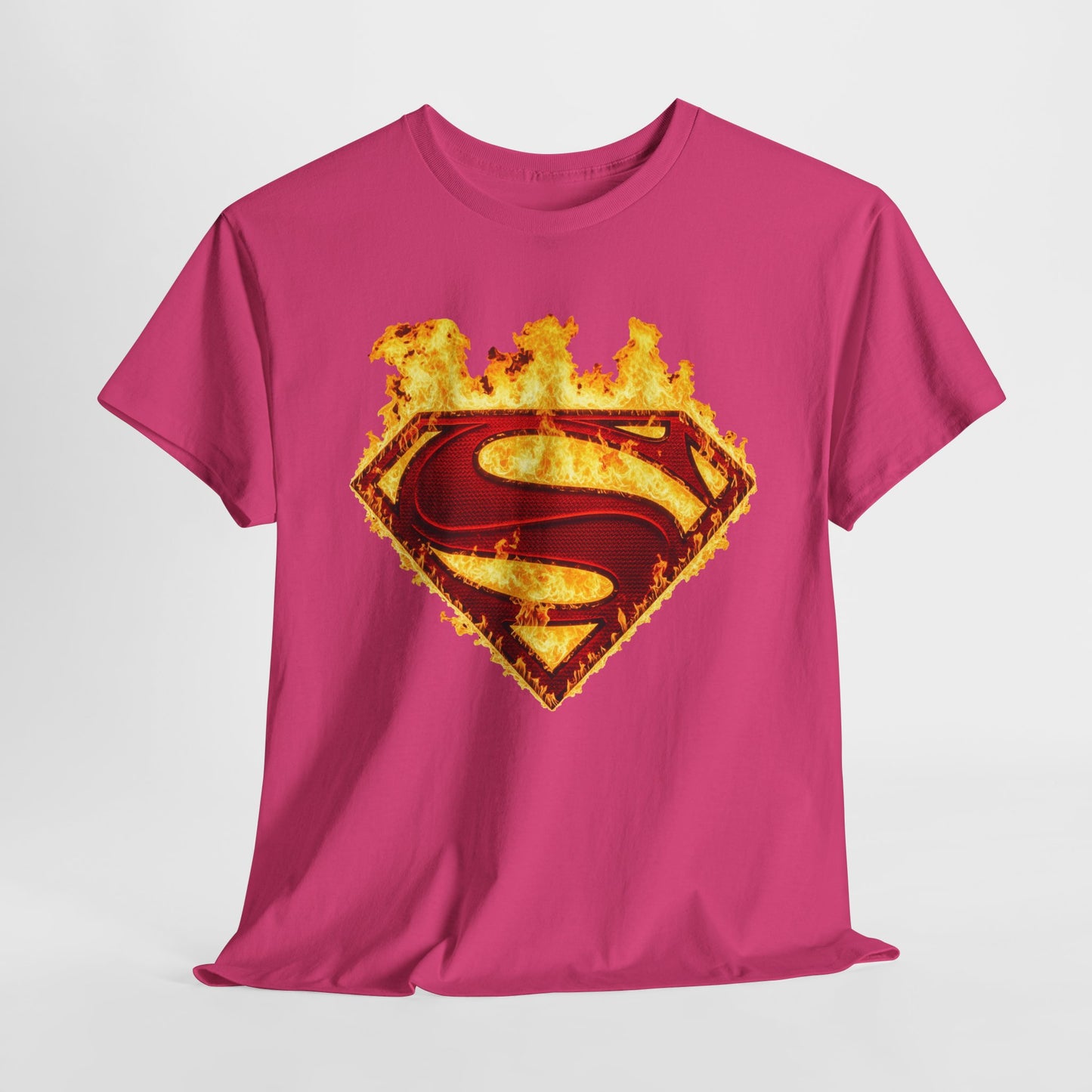 Superman Symbol LOGO On Fire T Shirt, Man of Steel Tee DC Superhero Movie Shirt