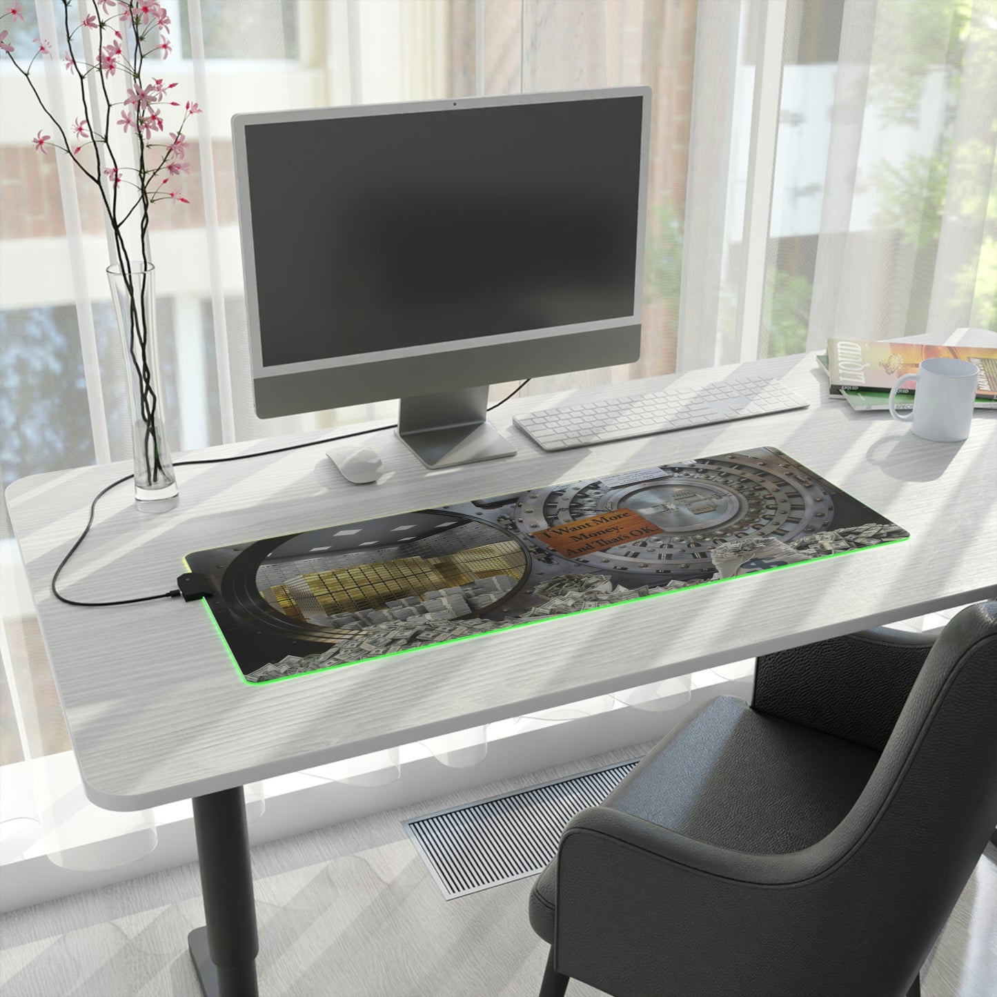 I Want Money LED Gaming Mouse Pad