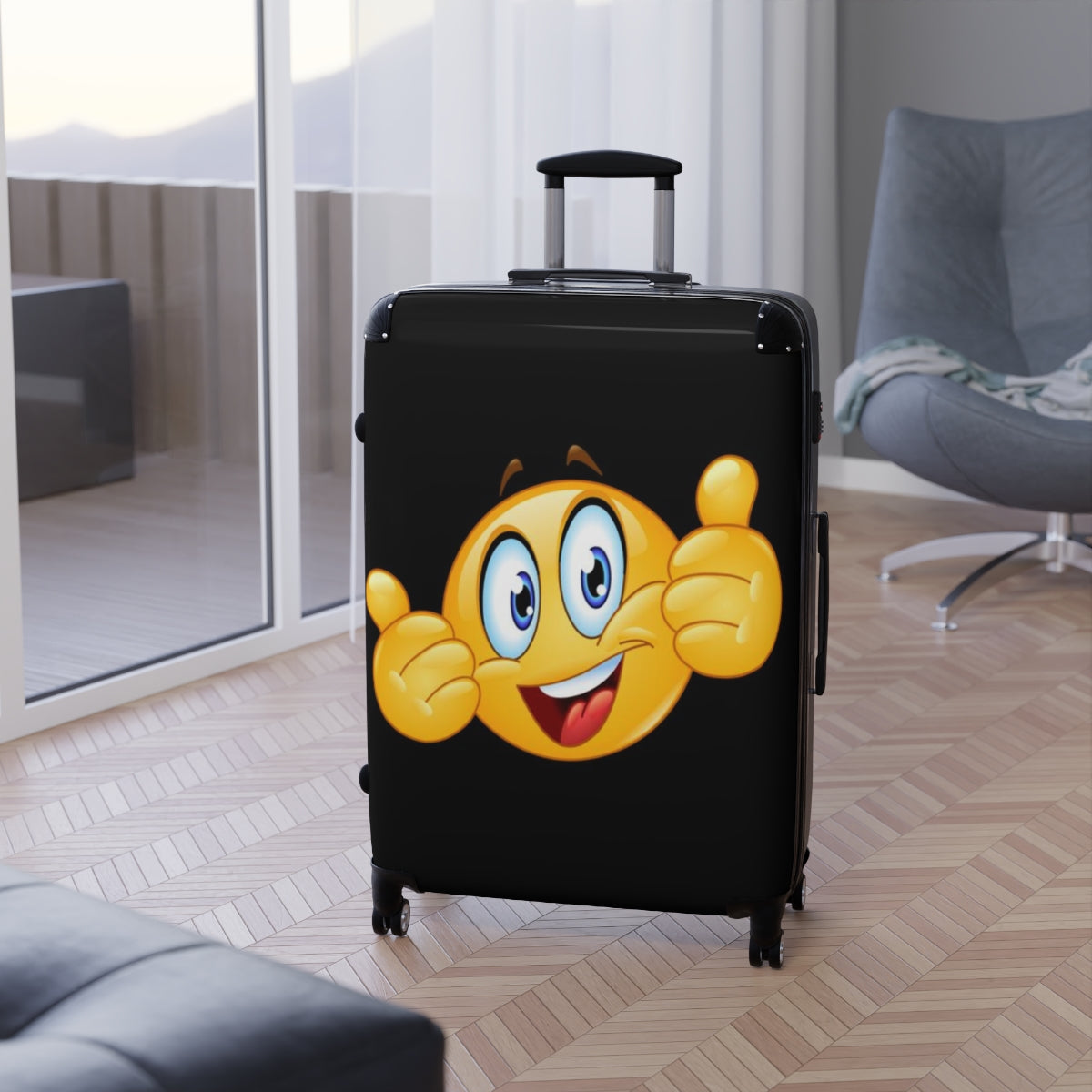 Happy Emoji Suitcases Rolling Bag