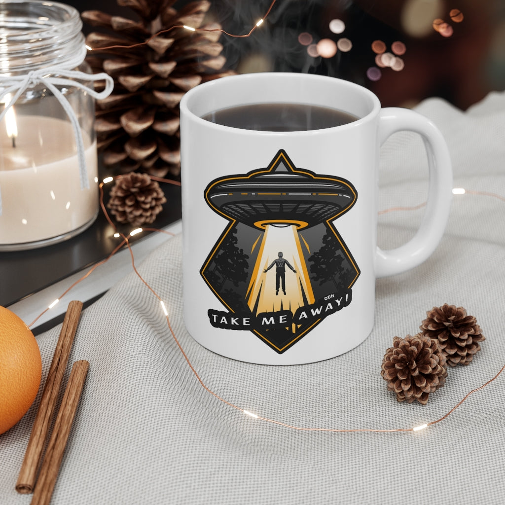 Alien Abduction "Take Me Away" Ceramic Mug 11oz