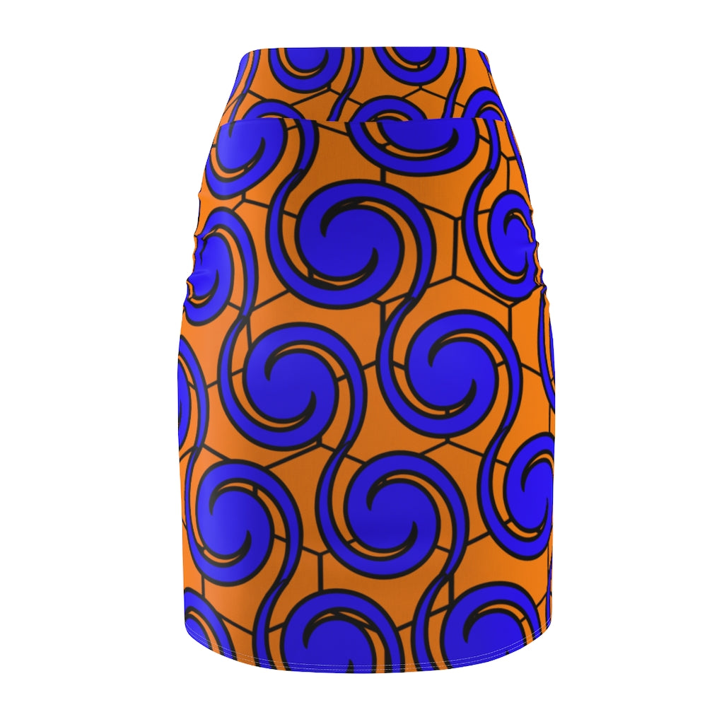 Women's Pencil Skirt Blue Honeycomb Bodycon Skirt