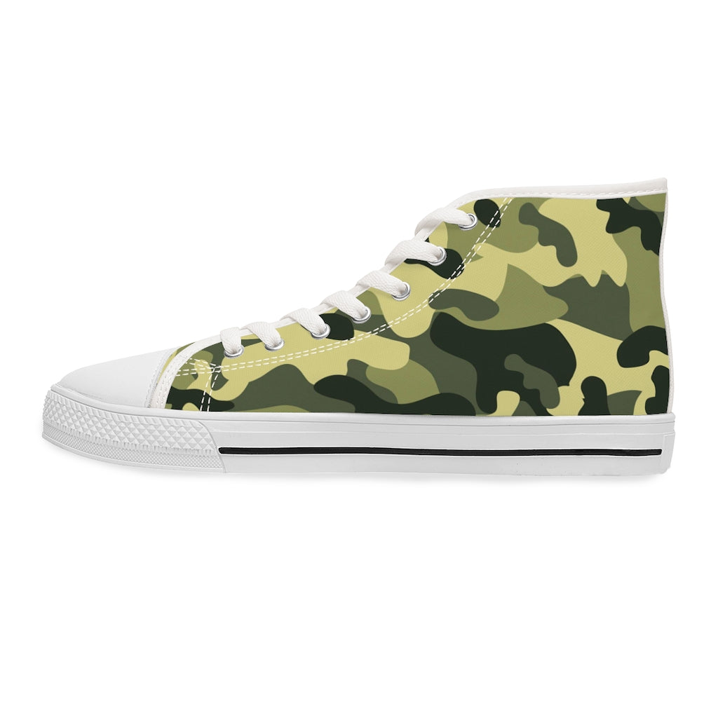 Women's High Top Green Camouflage Converse Style Sneakers