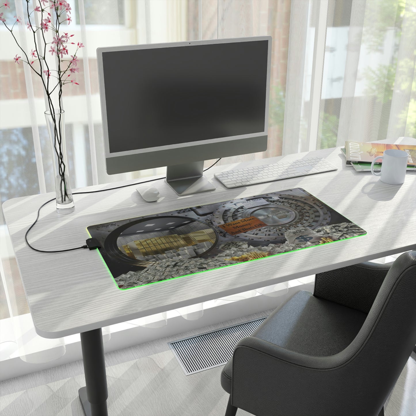 I Want Money LED Gaming Mouse Pad