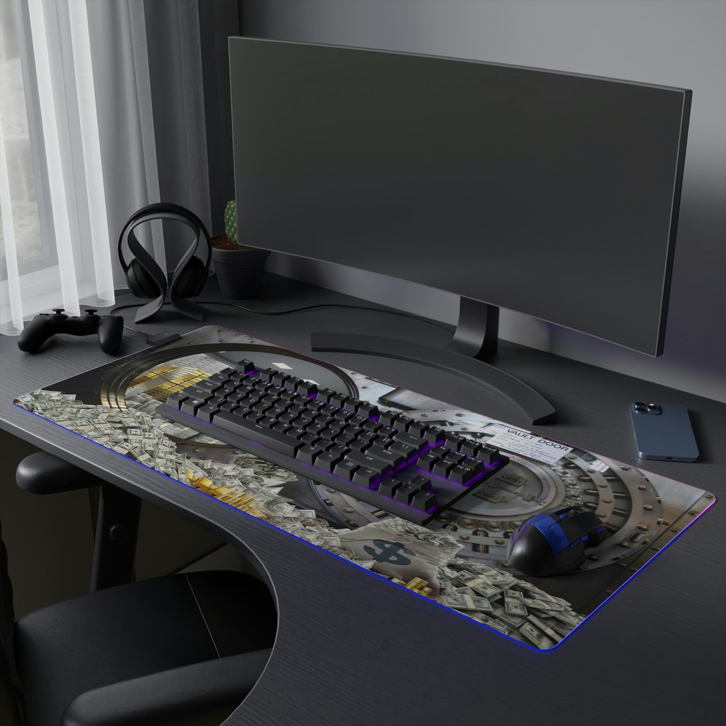 I Want Money LED Gaming Mouse Pad