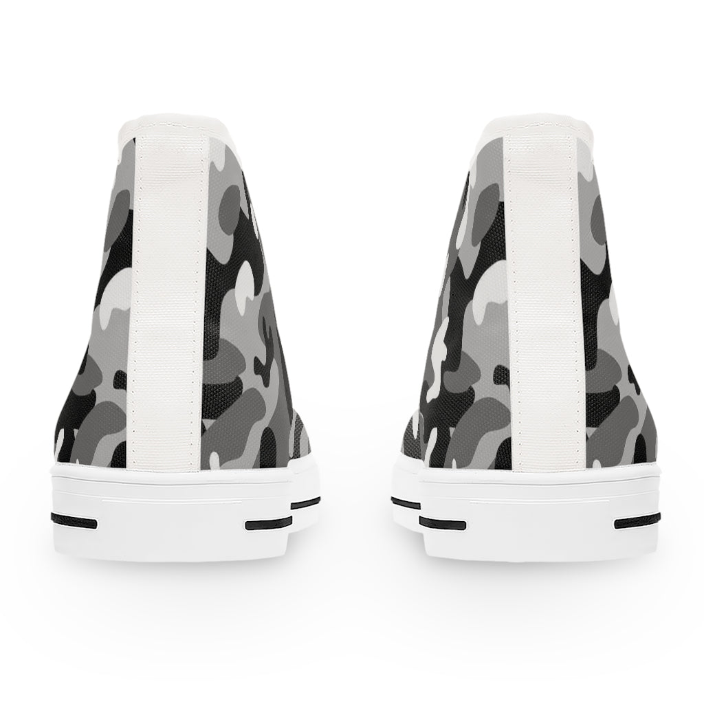 Women's Black and White Camo High Top Sneakers