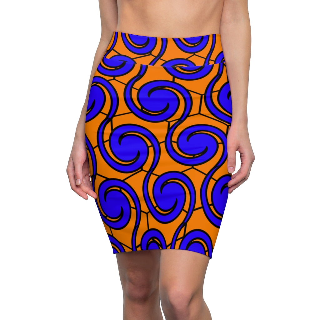 Women's Pencil Skirt Blue Honeycomb Bodycon Skirt