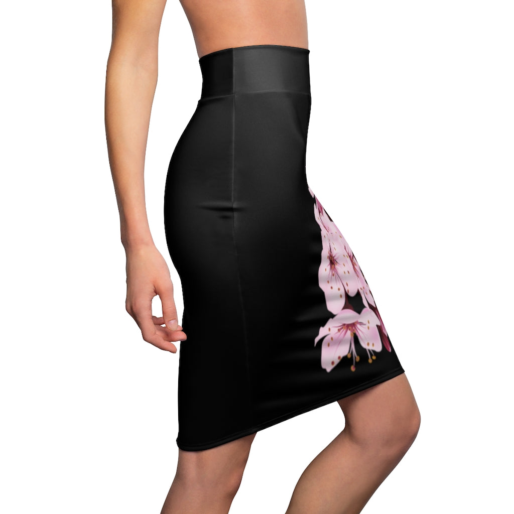 Women's Cherry Blossom Pencil Skirt Bodycon Fitted Skirt