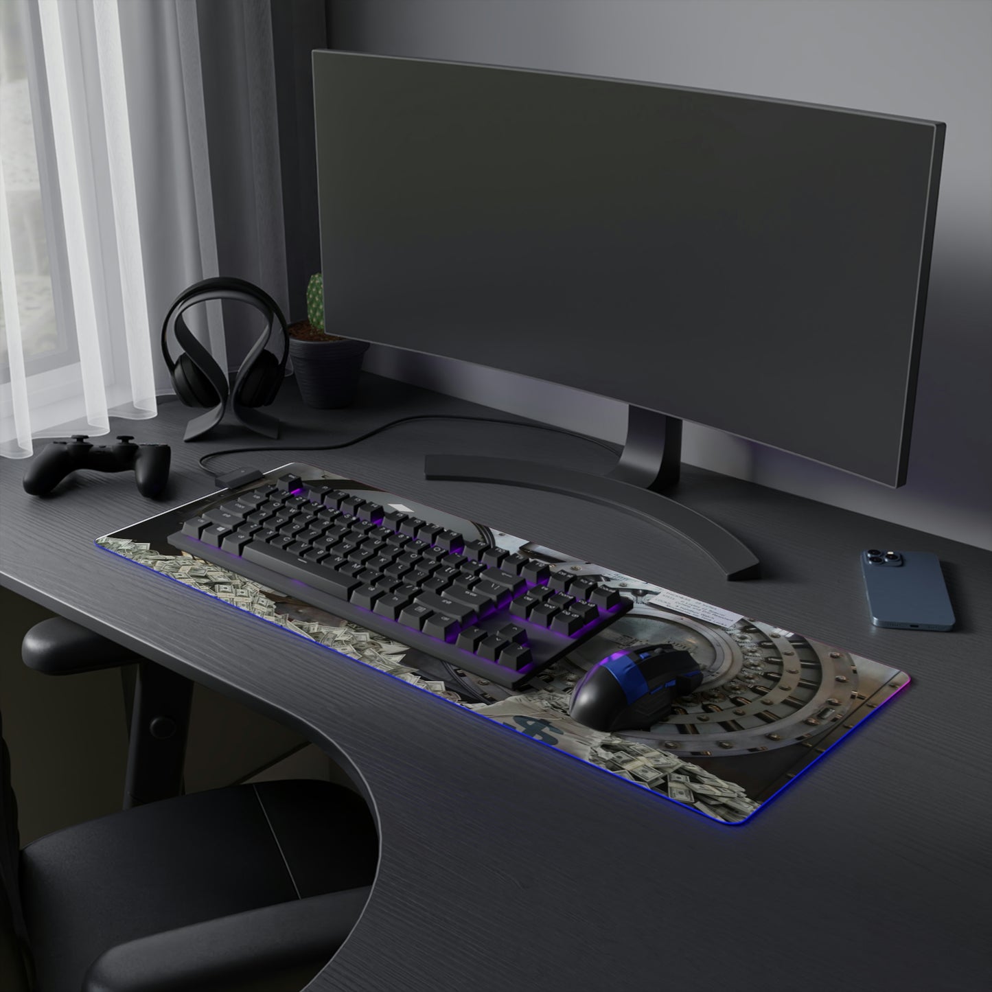 I Want Money LED Gaming Mouse Pad
