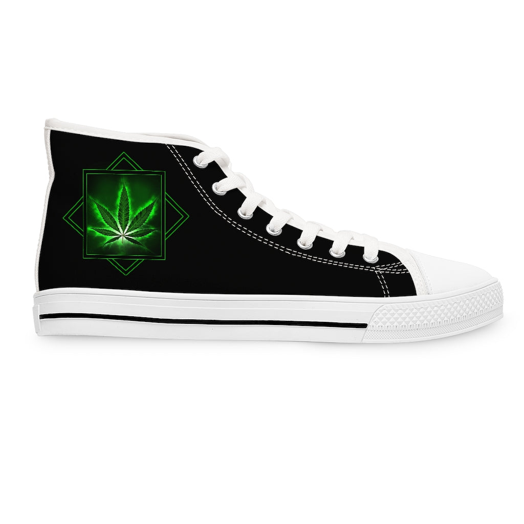 Women's High Top Sneakers Marijuana Leaf Design Athletic Shoes