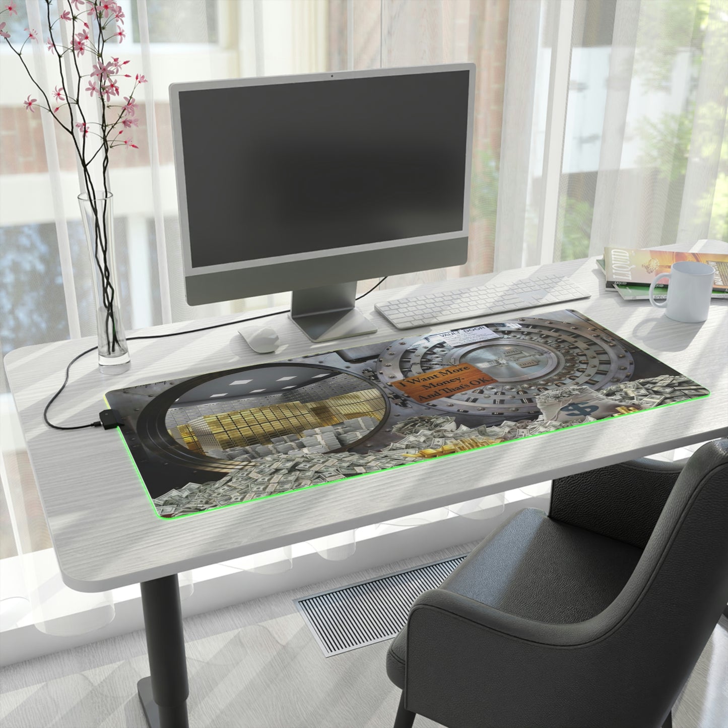 I Want Money LED Gaming Mouse Pad