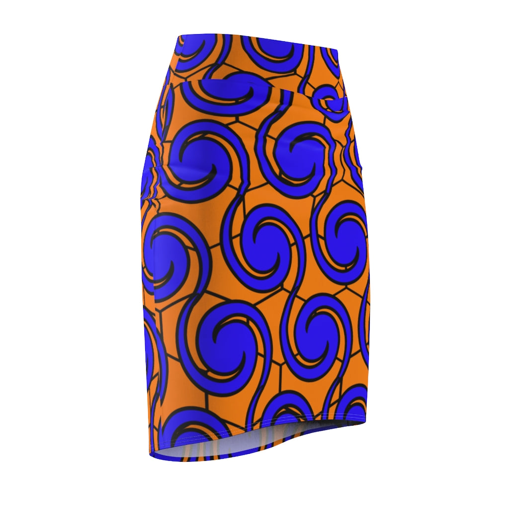 Women's Pencil Skirt Blue Honeycomb Bodycon Skirt