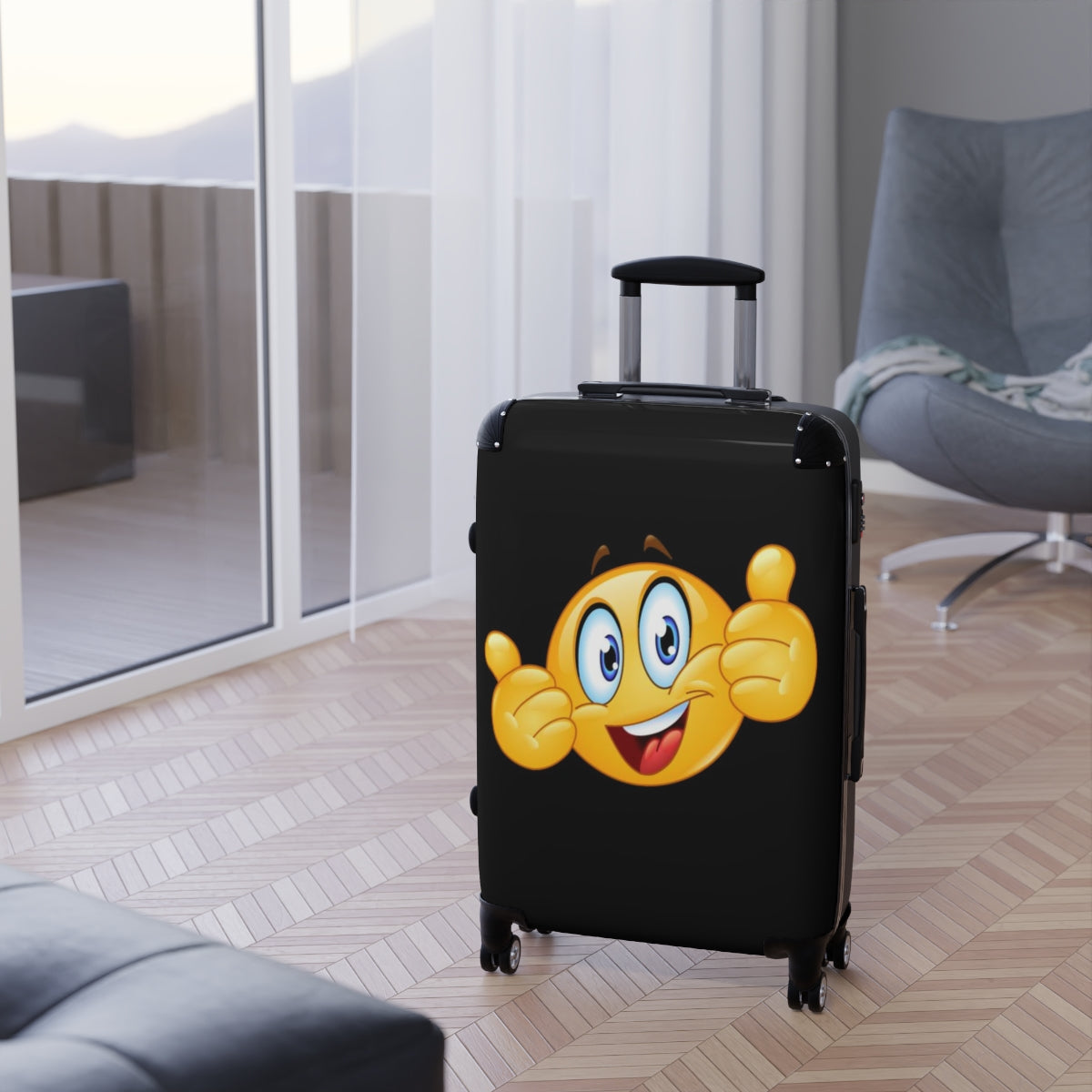 Happy Emoji Suitcases Rolling Bag