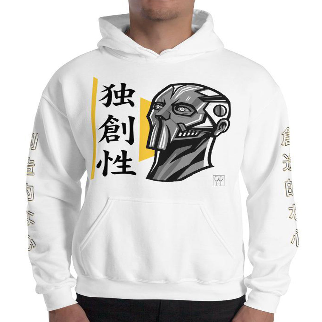 Mens Hoodie "Creative Mind" Asian Themed Kanji Style Pullover Hooded Sweatshirt
