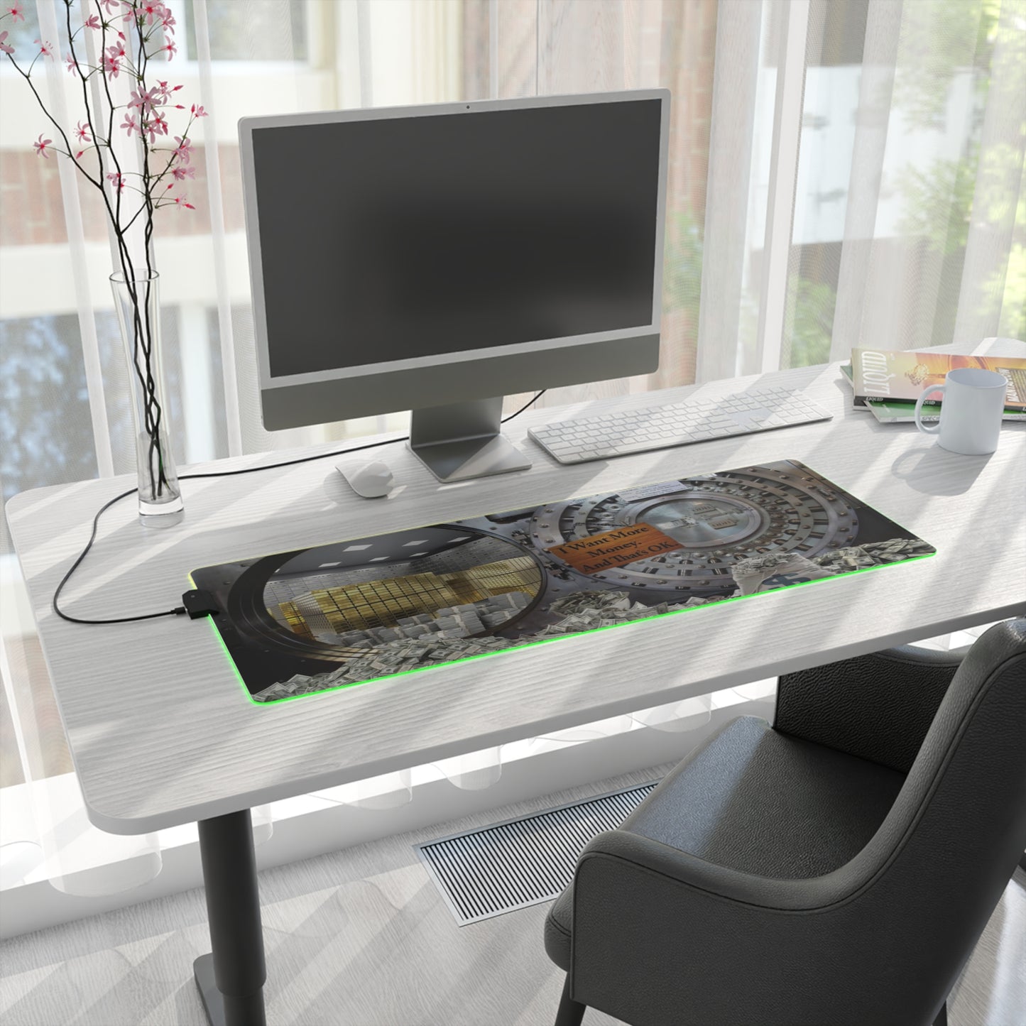 I Want Money LED Gaming Mouse Pad