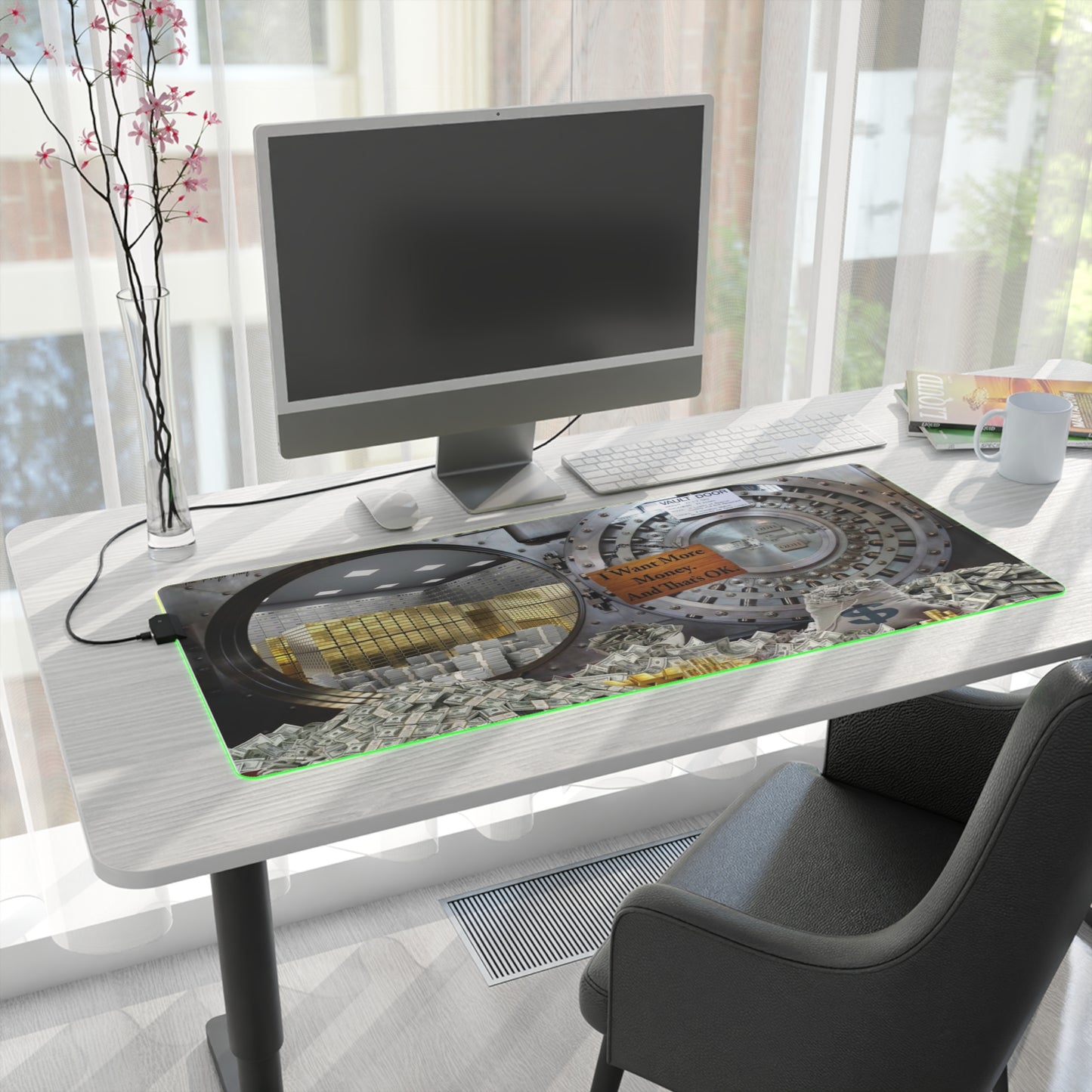 I Want Money LED Gaming Mouse Pad