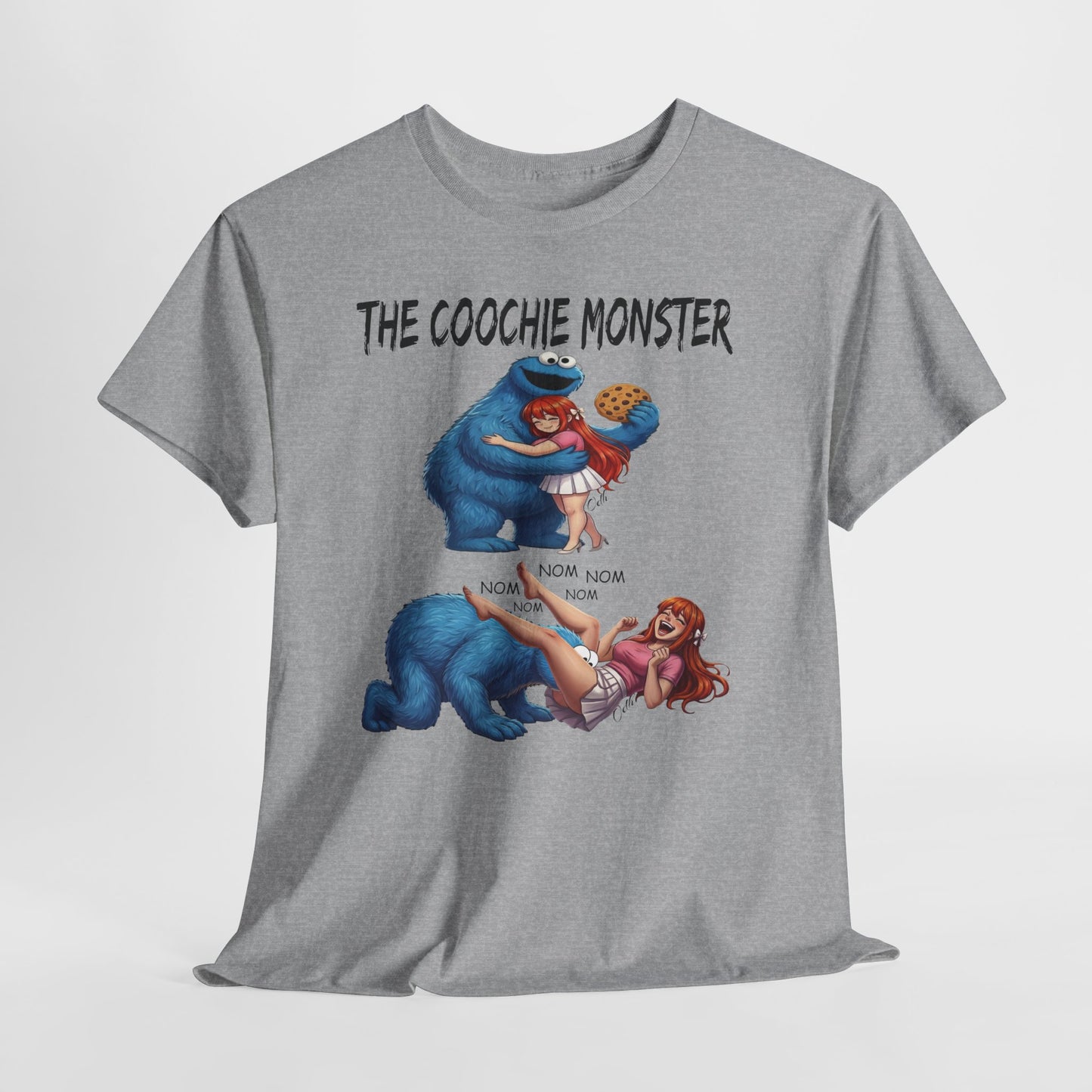 funny  adult Cookie monster Black t-shirt with 'The Coochie Monster' graphic design sexual theme eat pussy
