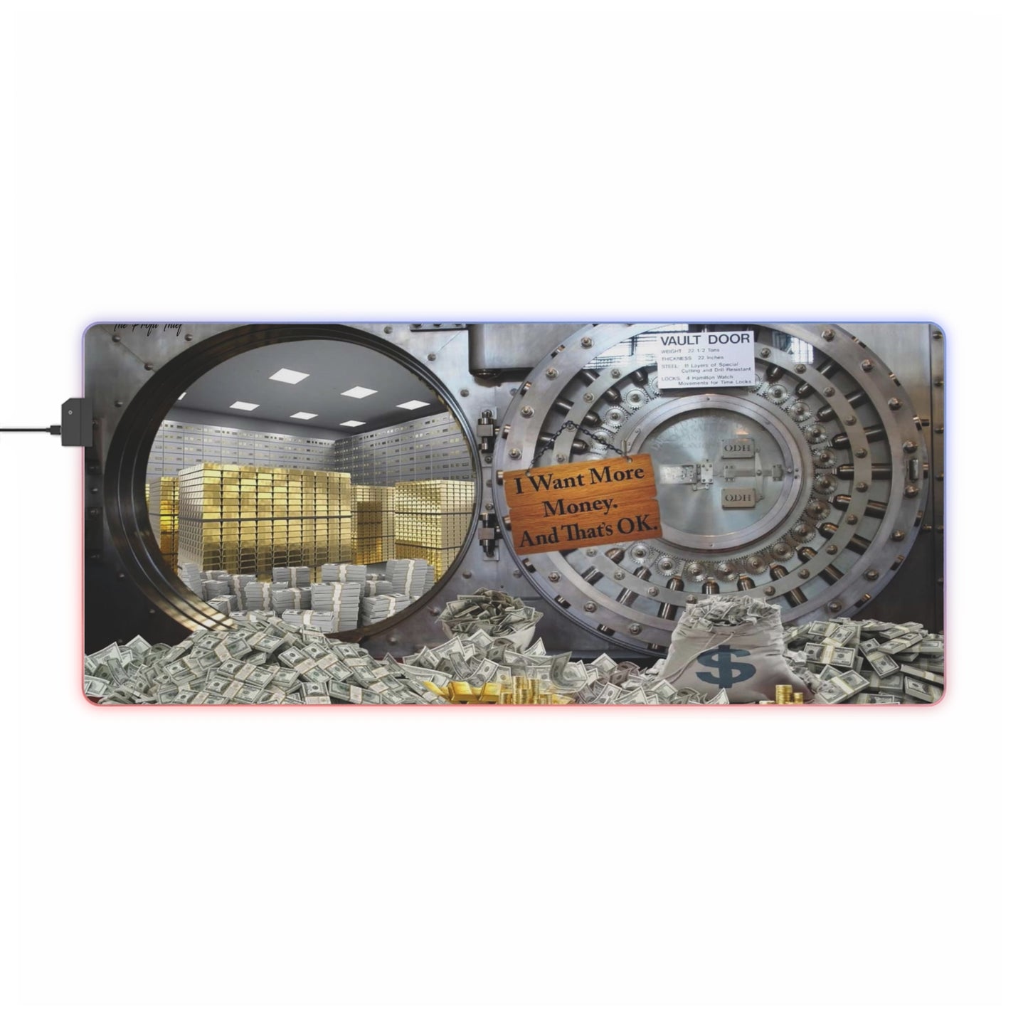 I Want Money LED Gaming Mouse Pad