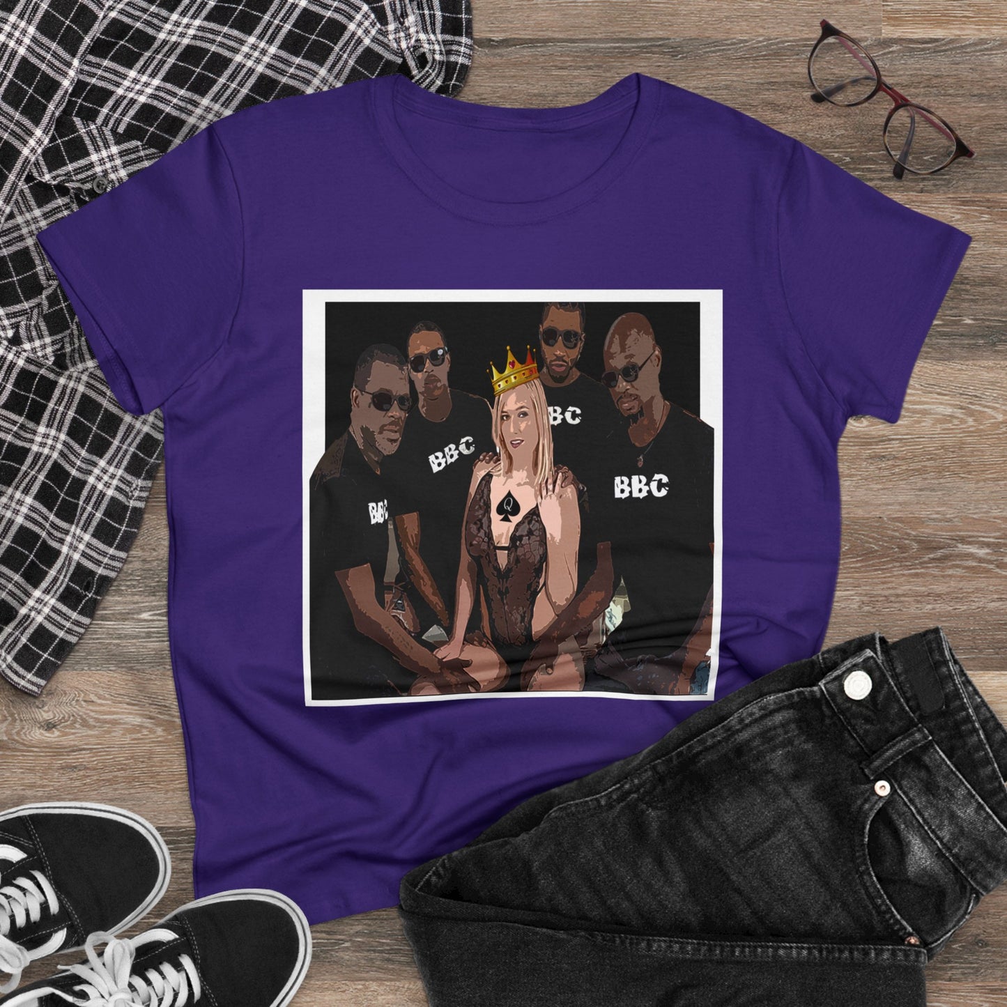 Queen of Spades T Shirt, QOS Shirt, Slut Wife, Cuckold, BBC Blacked Wife, BBC Tee Women's Midweight Cotton Tee