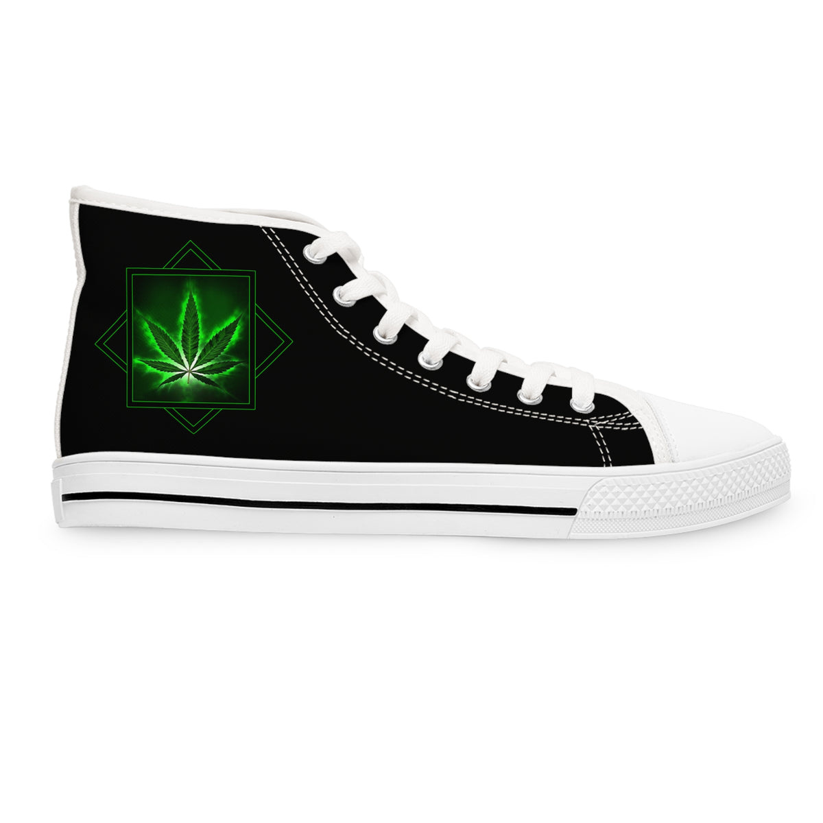 Women's High Top Sneakers, Marijuana Design Athletic Shoes, Cannabis Gym Sneakers