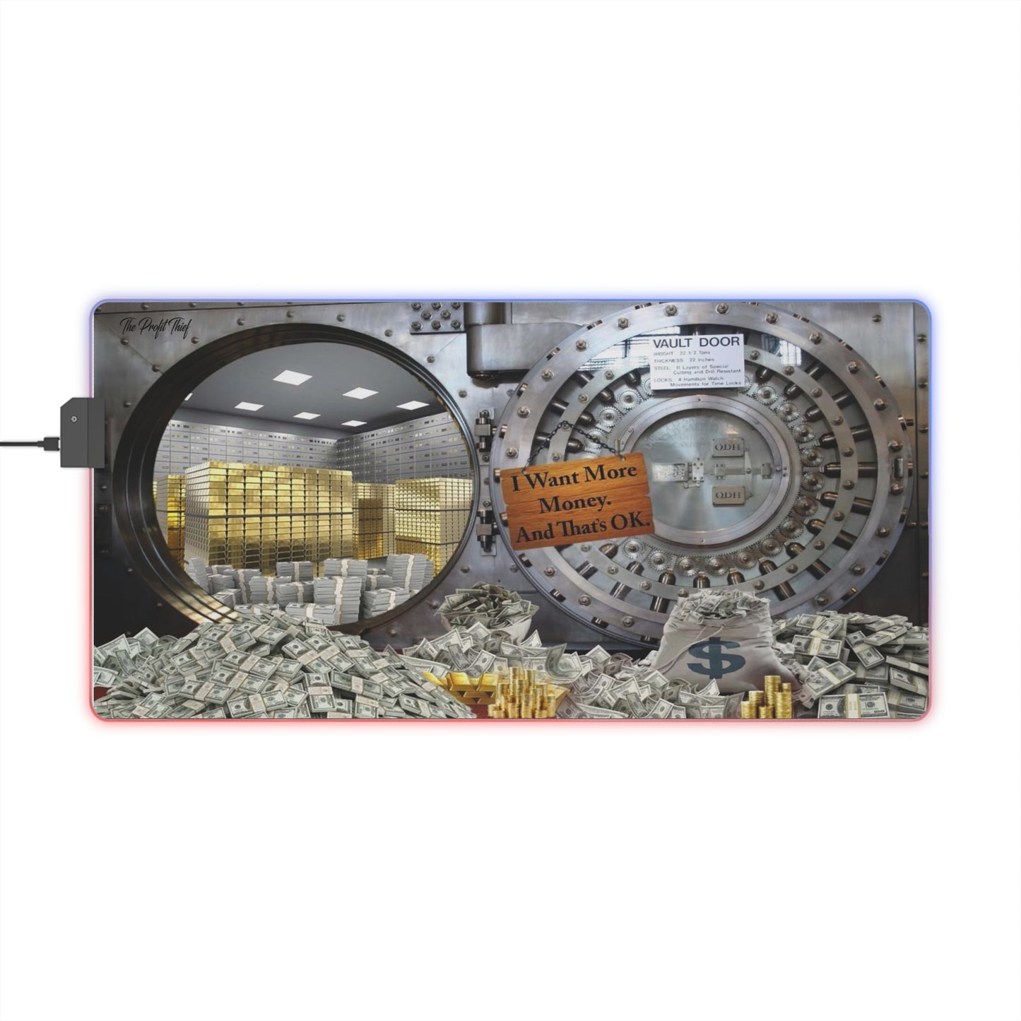I Want Money LED Gaming Mouse Pad