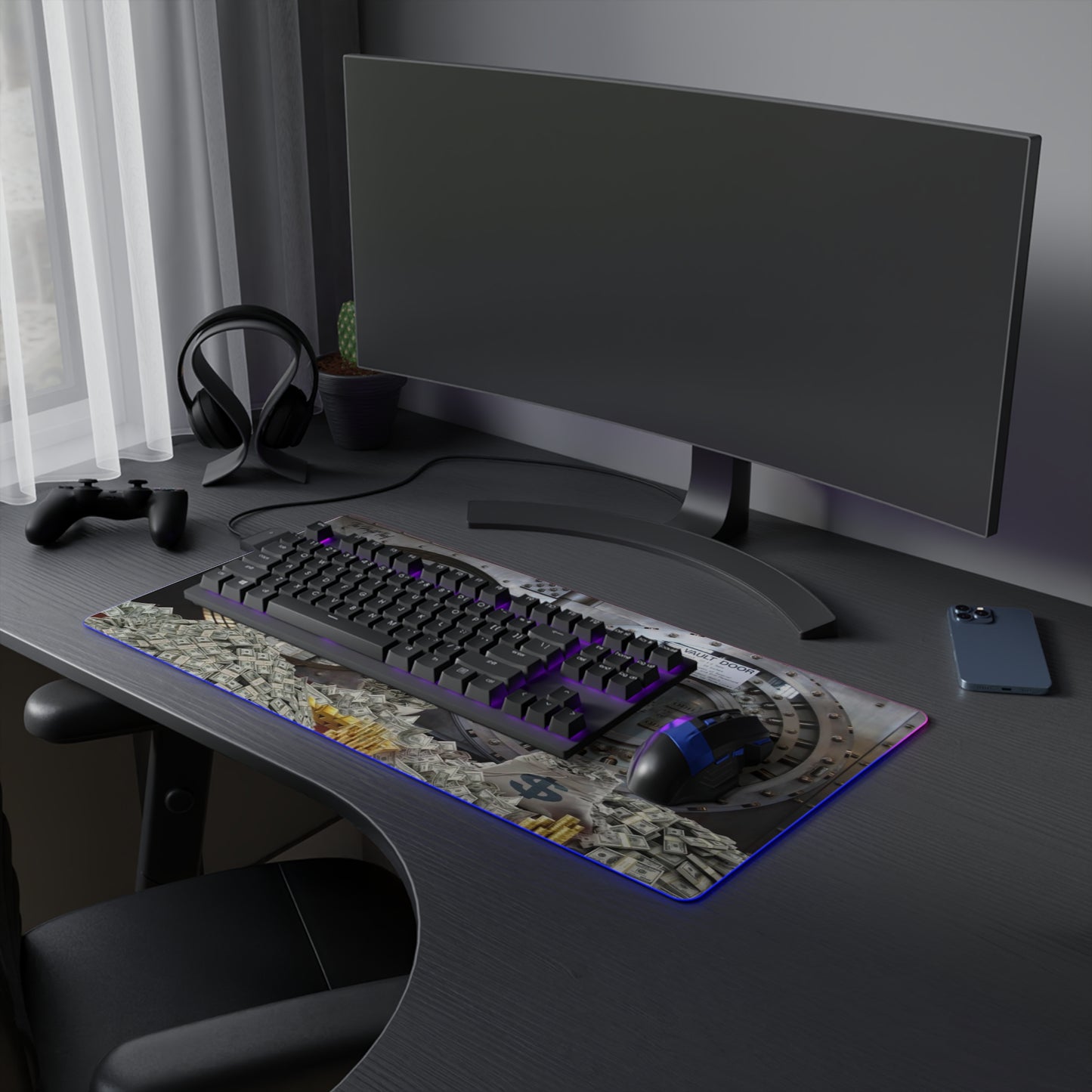I Want Money LED Gaming Mouse Pad