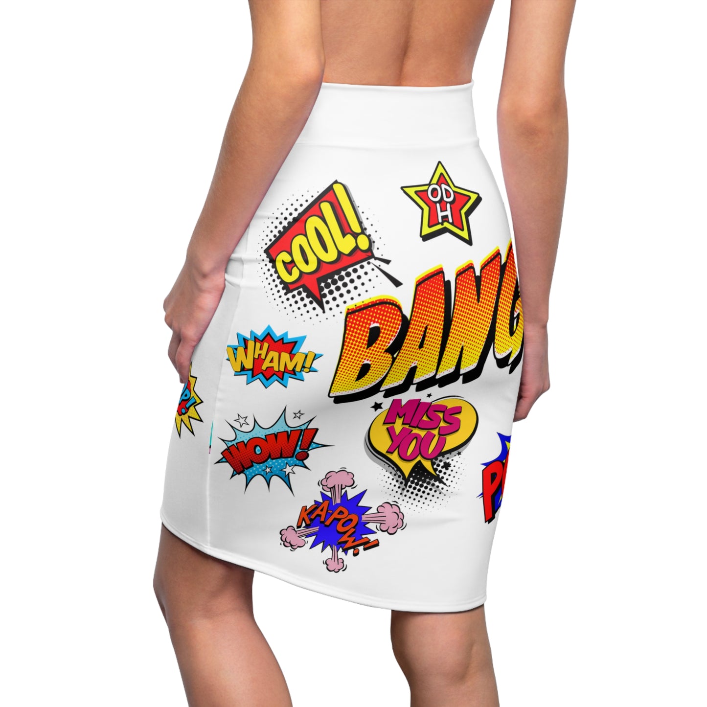 Women's Comic Print Pencil Skirt