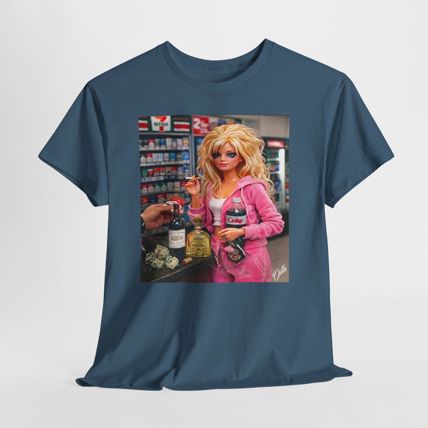 stressed out barbie drinking liquor, Unhinged  crazy white trash dirty barbie shirt