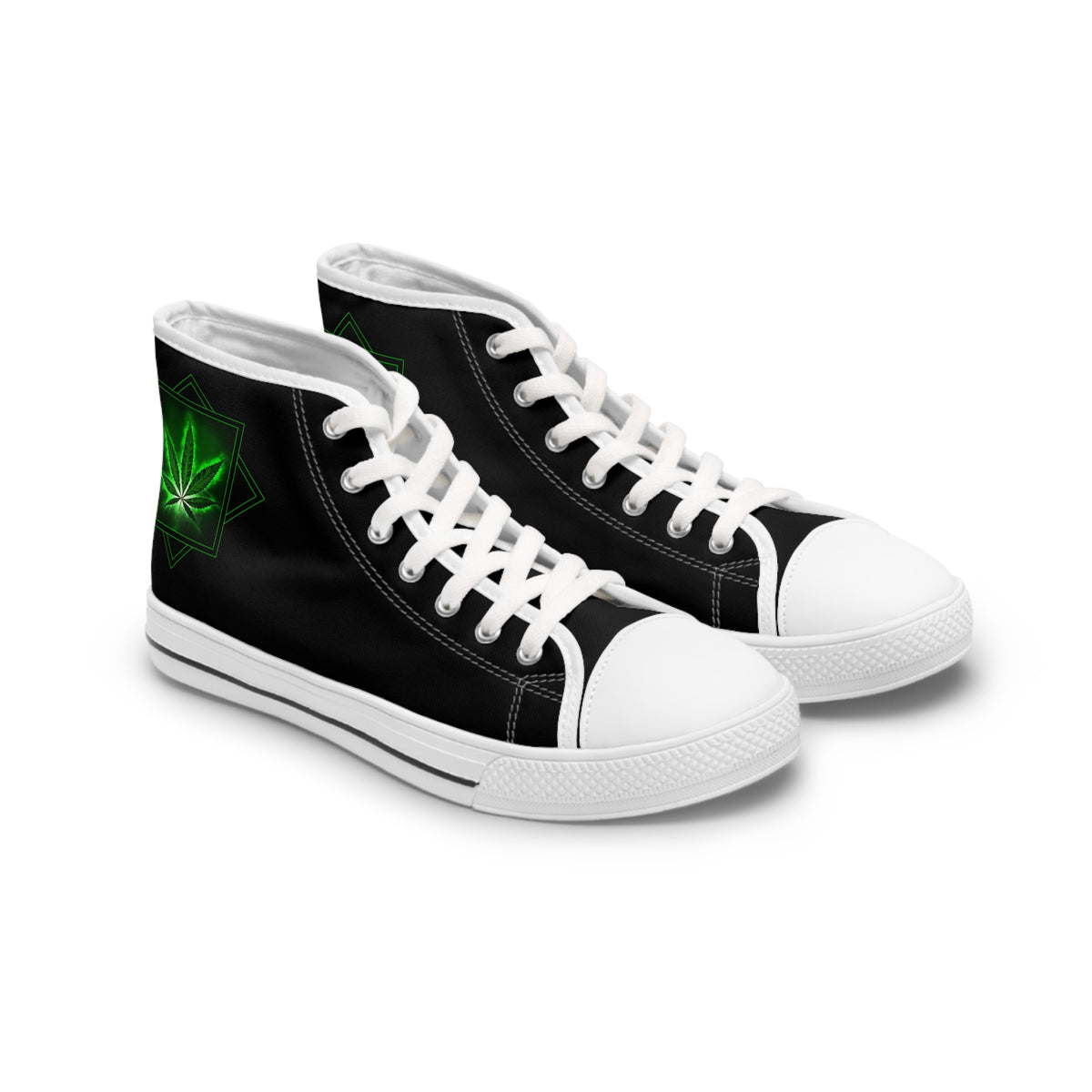 Women's High Top Sneakers, Marijuana Design Athletic Shoes, Cannabis Gym Sneakers