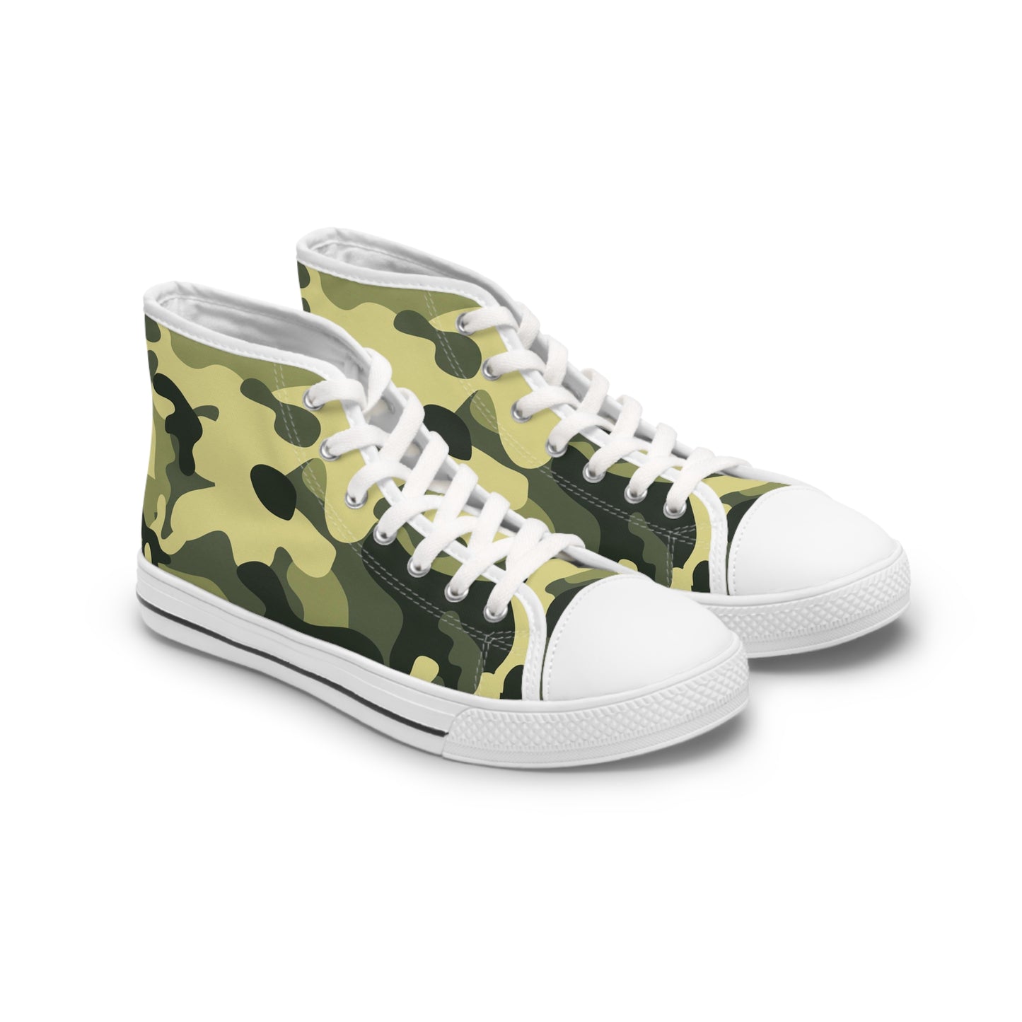 Women's High Top Sneakers, Camouflage Sneakers, Green Camo Sneakers, Workout Shoes