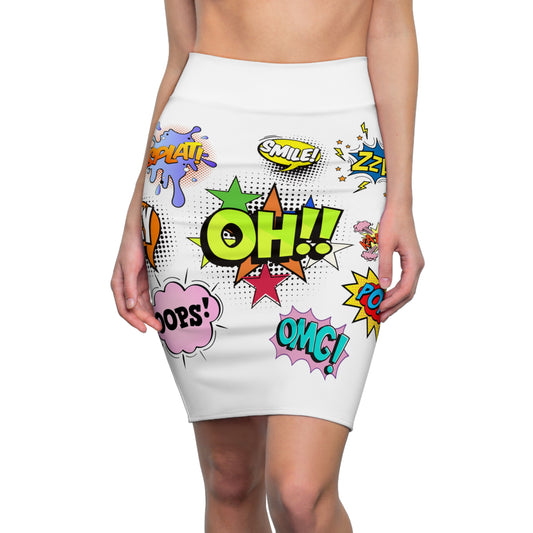 Women's Comic Print Pencil Skirt