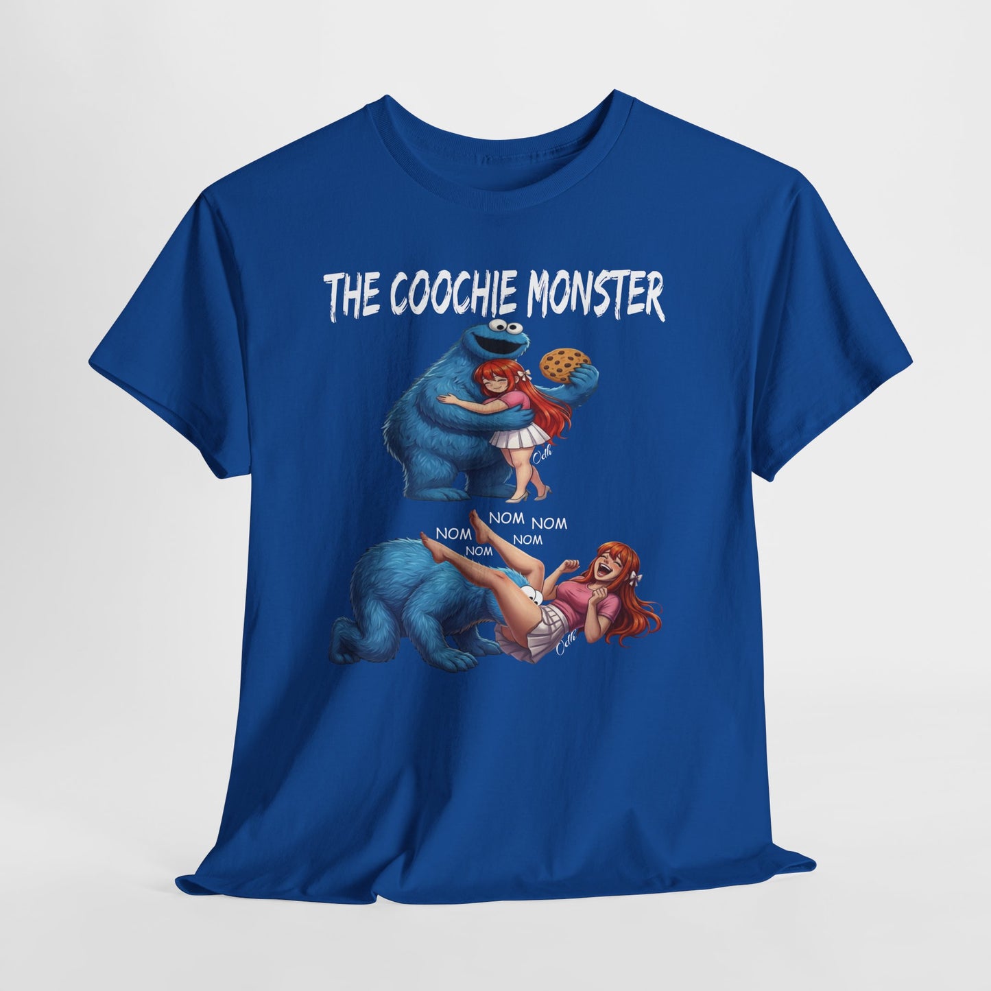 funny  adult Cookie monster Black t-shirt with 'The Coochie Monster' graphic design sexual theme eat pussy