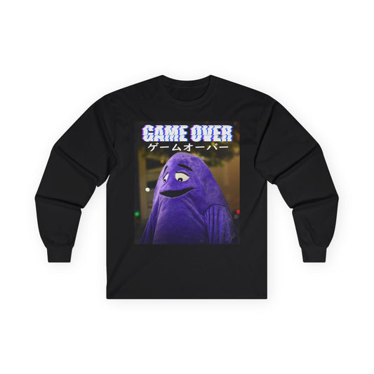 Game Over Long Sleeve Tee Retro Shirt Gamer Gift Japanese Grimace Back To School