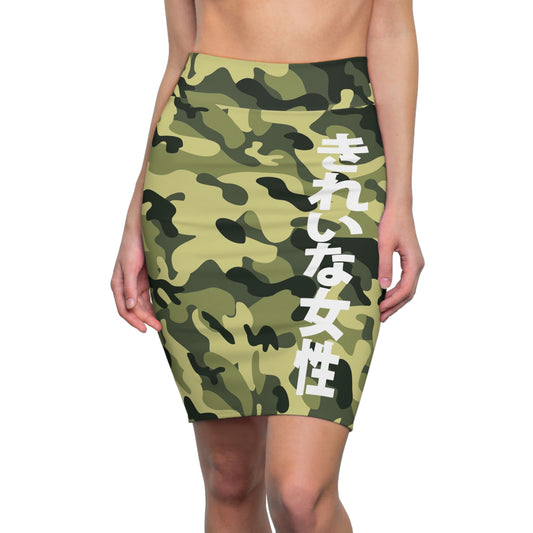 Women's Pencil Skirt  Asian Style Japanese Camouflage Bodycon Skirt