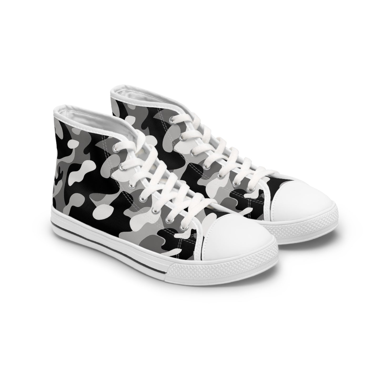 Women's Black and White Camo High Top Sneakers