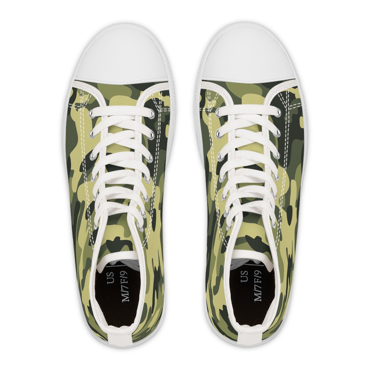 Women's High Top Sneakers, Camouflage Sneakers, Green Camo Sneakers, Workout Shoes