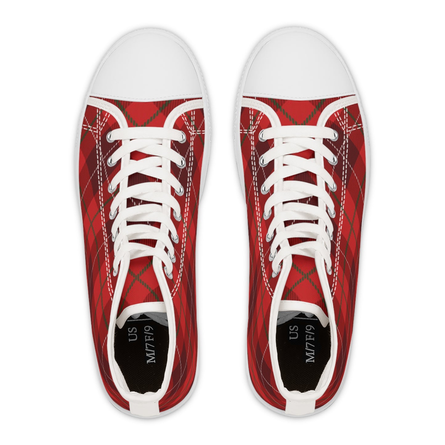 Women's High Top Sneakers, Womens Plaid Sneakers, Converse Style High-Top Sneaker,  Old School Red 80s and 90s Fashion