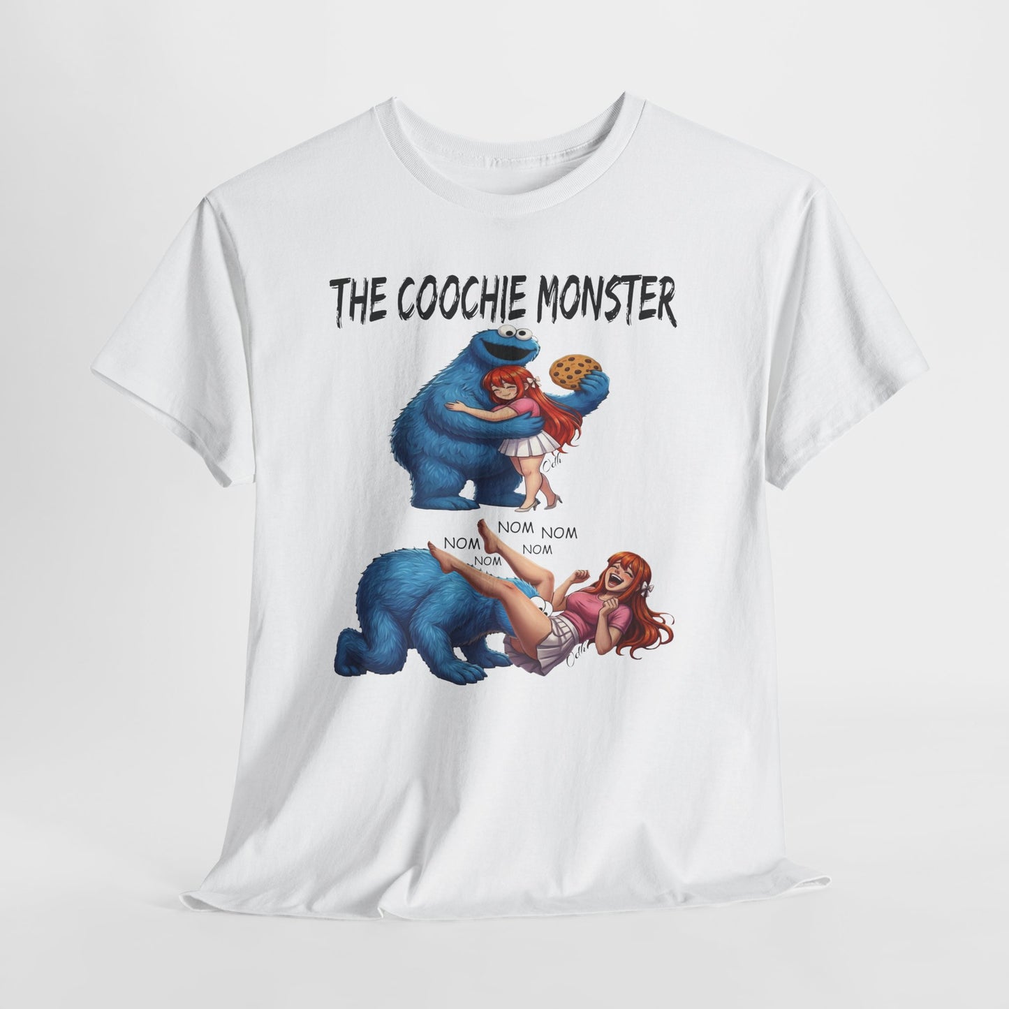 funny  adult Cookie monster Black t-shirt with 'The Coochie Monster' graphic design sexual theme eat pussy