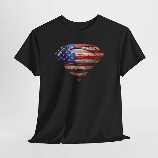 Superman Logo American Flag T Shirt, Man of Steel Tee, Symbol, DC Superhero