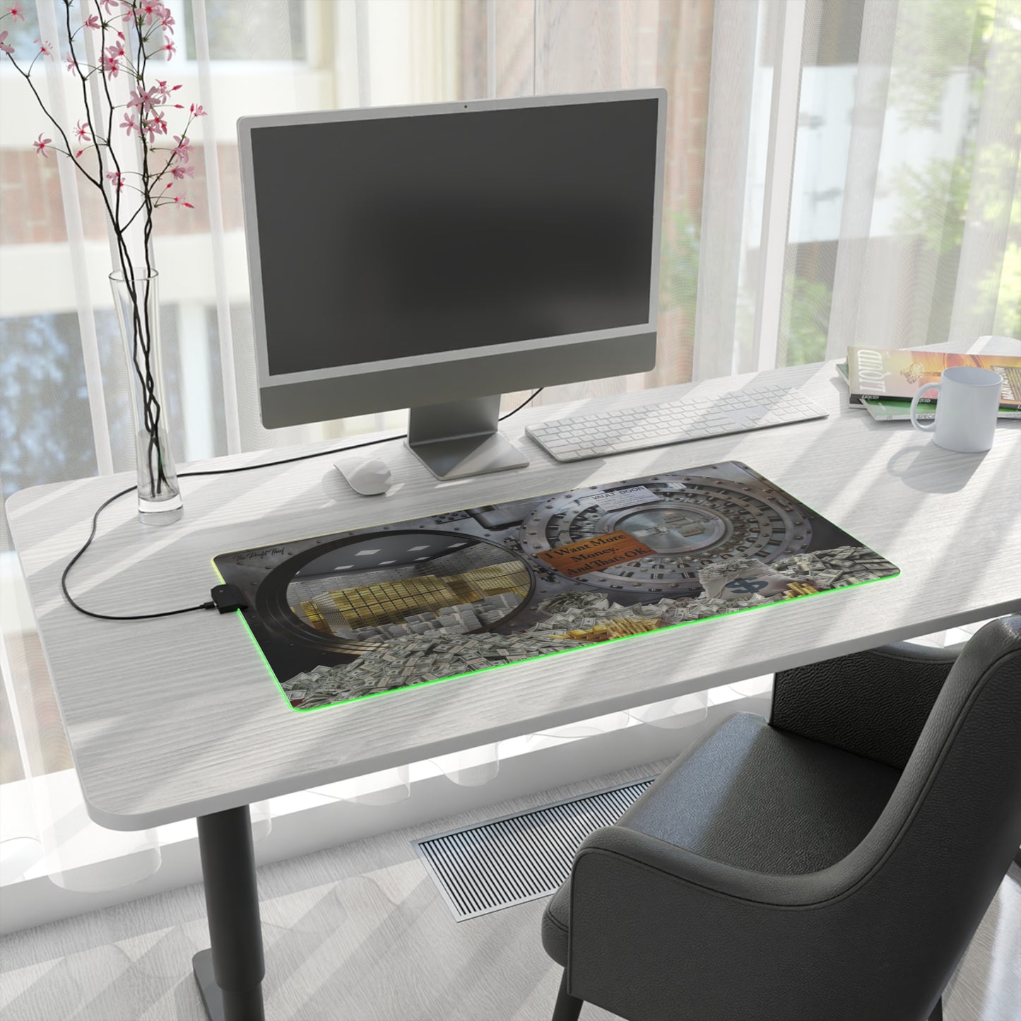I Want Money LED Gaming Mouse Pad