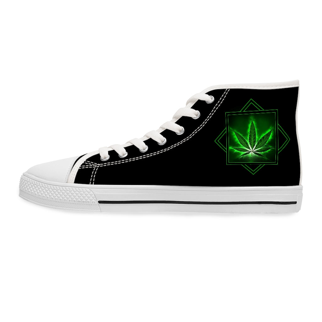 Women's High Top Sneakers Marijuana Leaf Design Athletic Shoes
