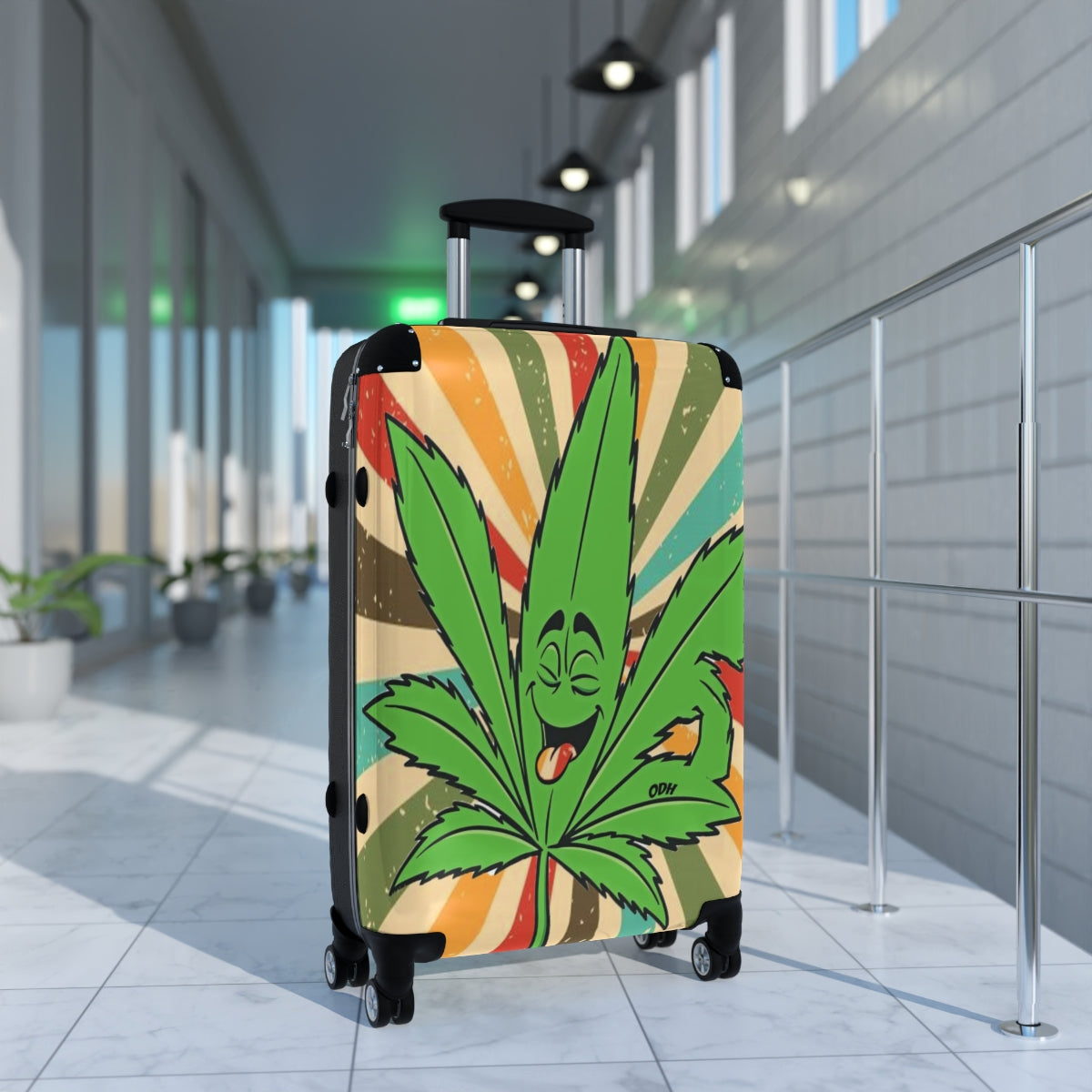 Printed Cannabis Leaf Rolling Suitcase  Marijunna Bag