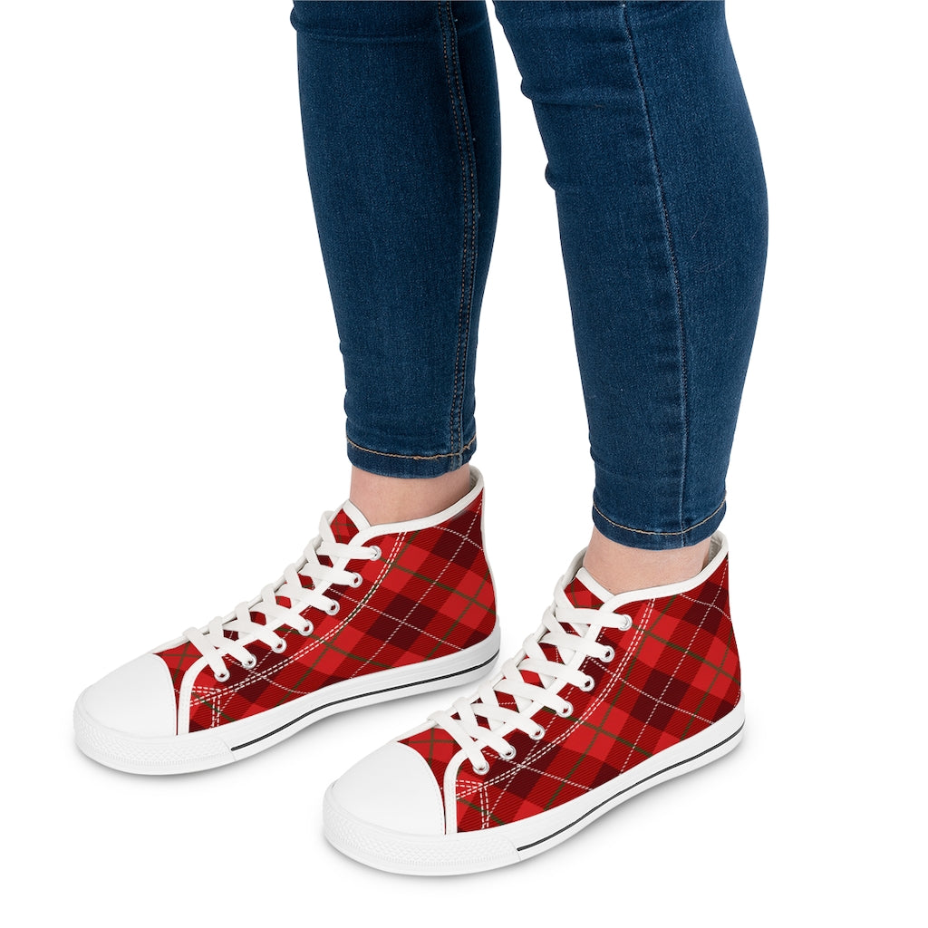 Women s High Top Sneakers Womens Plaid Sneakers Converse Style